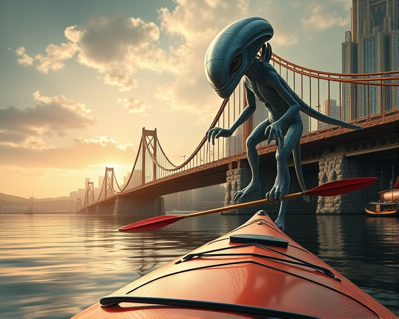 alien, puppy, kayak, onion, bridge