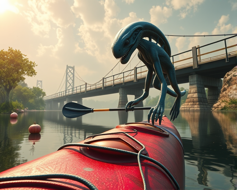 alien, puppy, kayak, onion, bridge