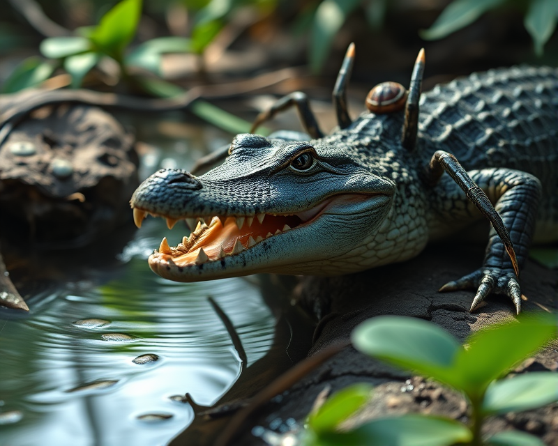 alligator, spider