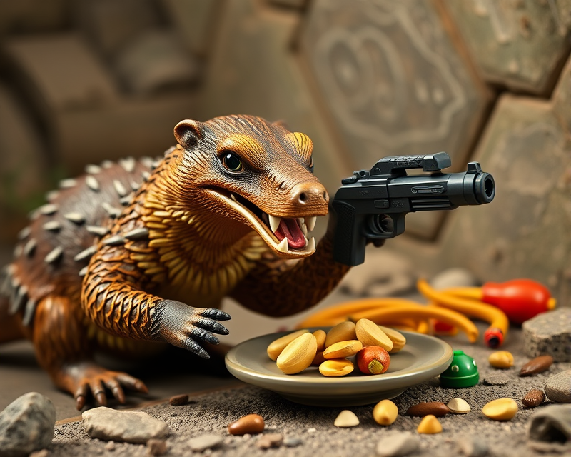 anteater, pistachio, lego, plate, gun