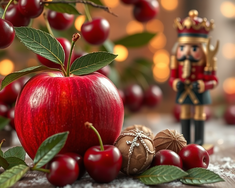 apple, cherry, nutcracker