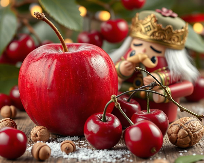 apple, cherry, nutcracker