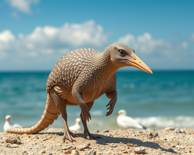 armadillo, seagull