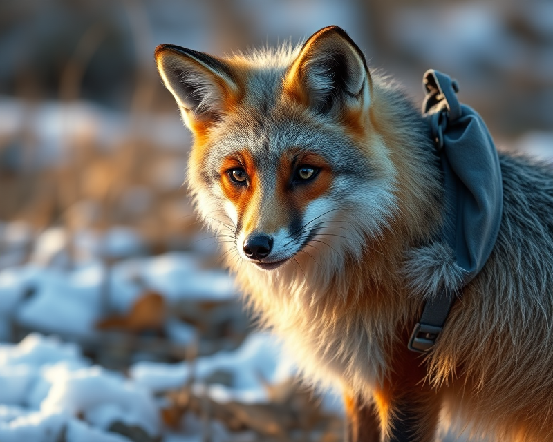 bag, blue, fox