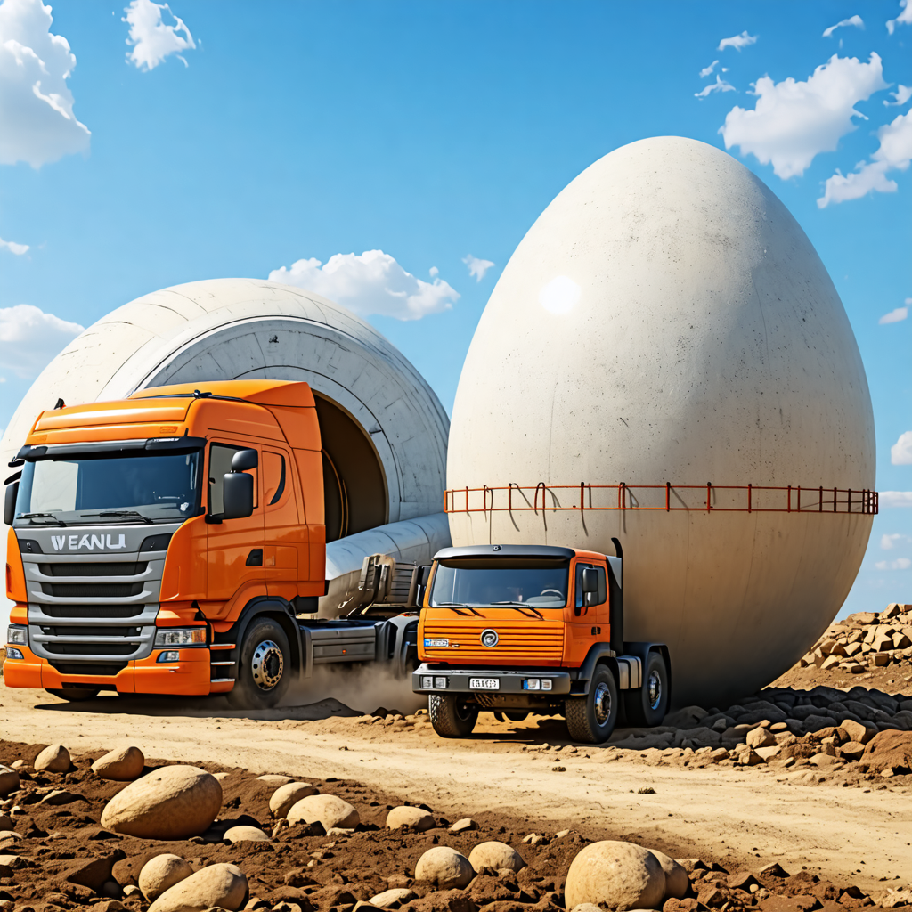 ball, truck, tunnel, egg