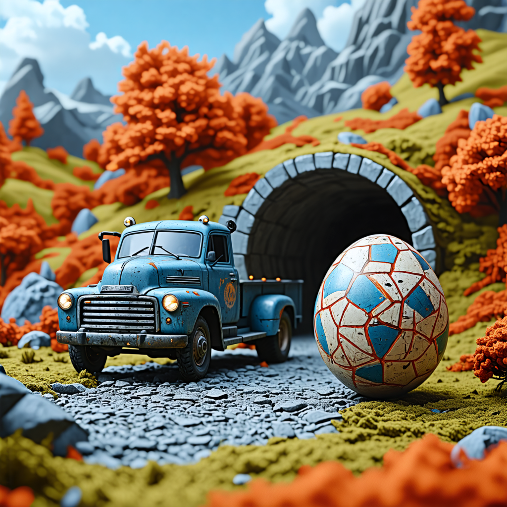 ball, truck, tunnel, egg, spider