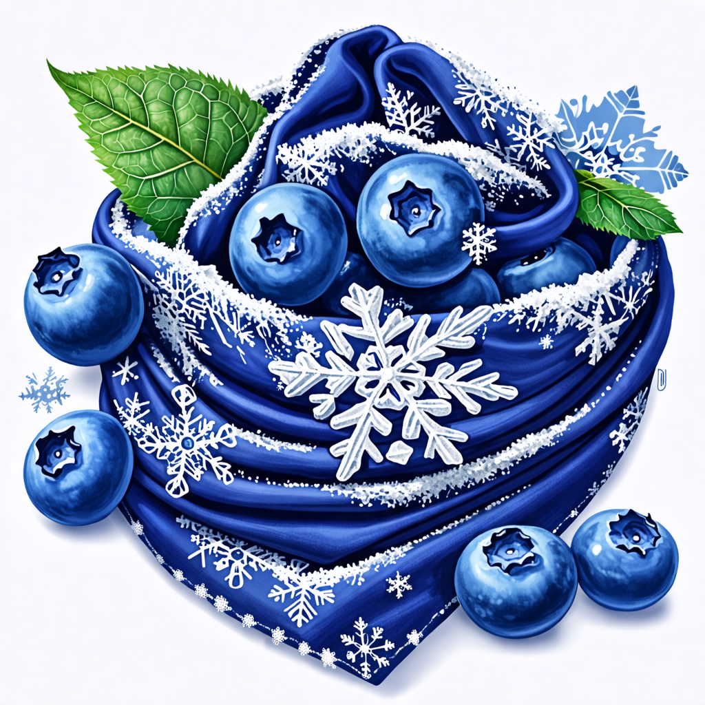 bandana, blueberry, snowflake