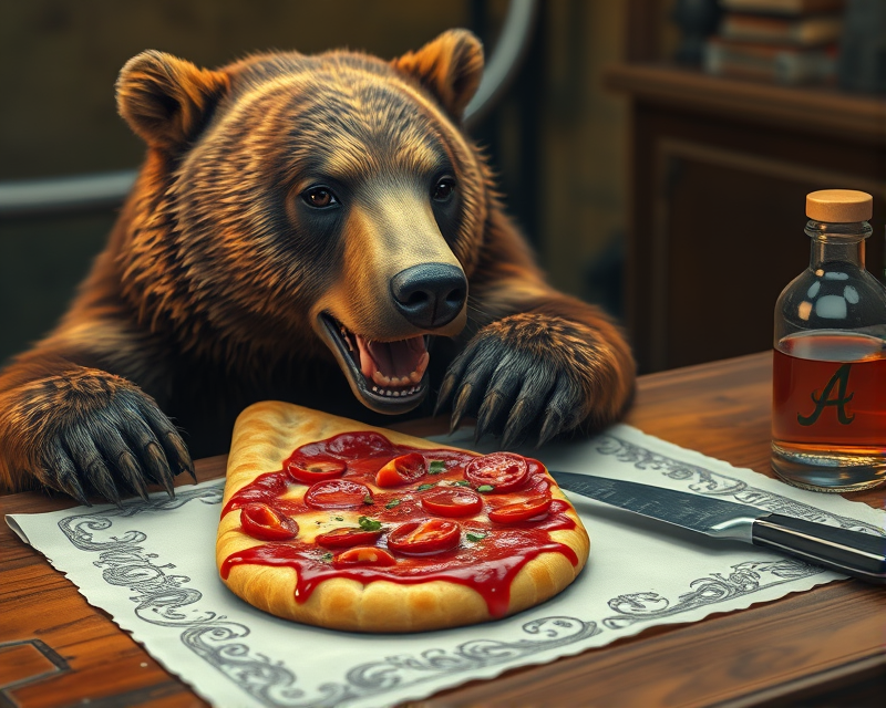 bear, pepperoni, napkin, tattoo