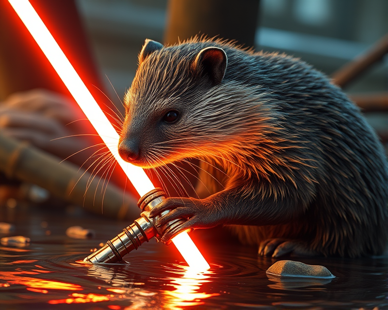 beaver, lightsaber