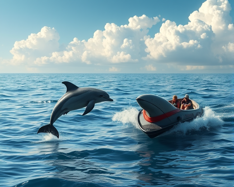 boat, dolphin