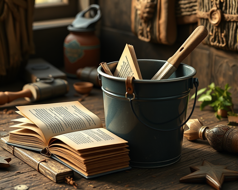 book, bucket