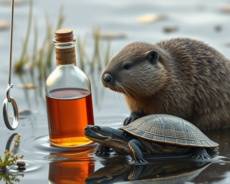 bottle, beaver, turtle