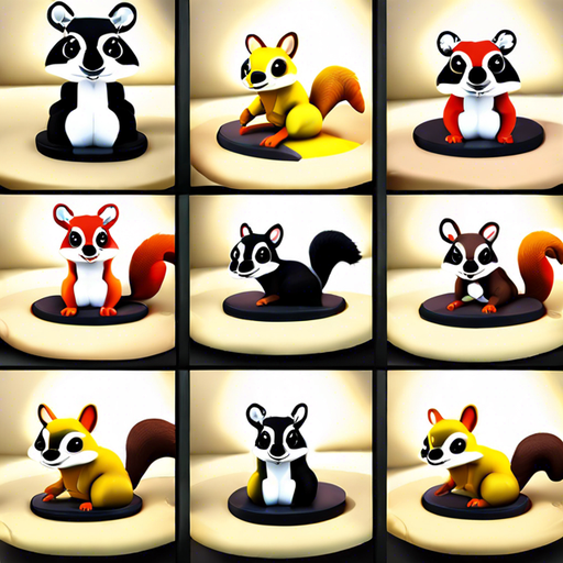 bowtie, dice, lemur, sandcastle, squirrel, snowflake, corn, taxi, buffalo