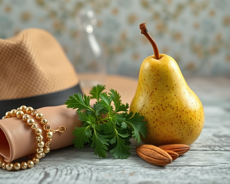 bracelet, hat, parsley, almond, pear