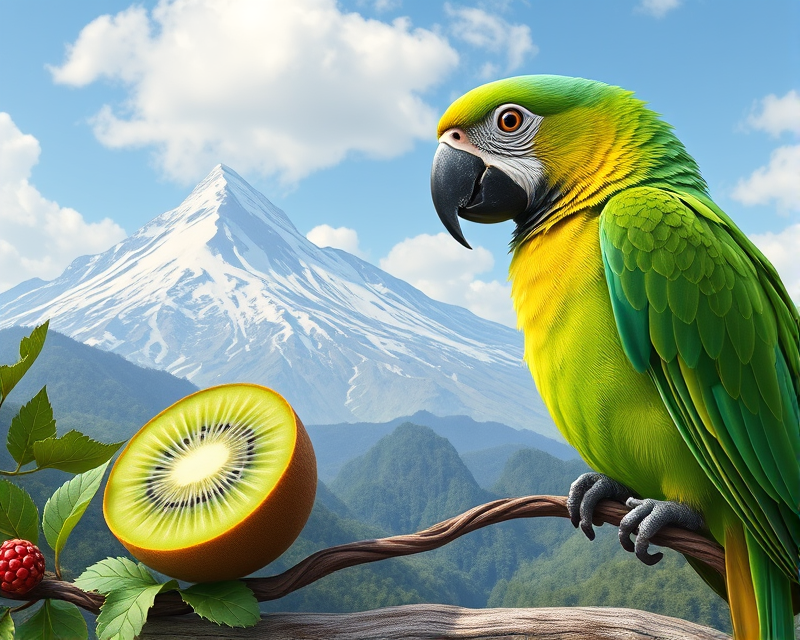 bracelet, kiwi, parrot, mountain