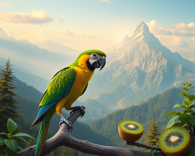 bracelet, kiwi, parrot, mountain