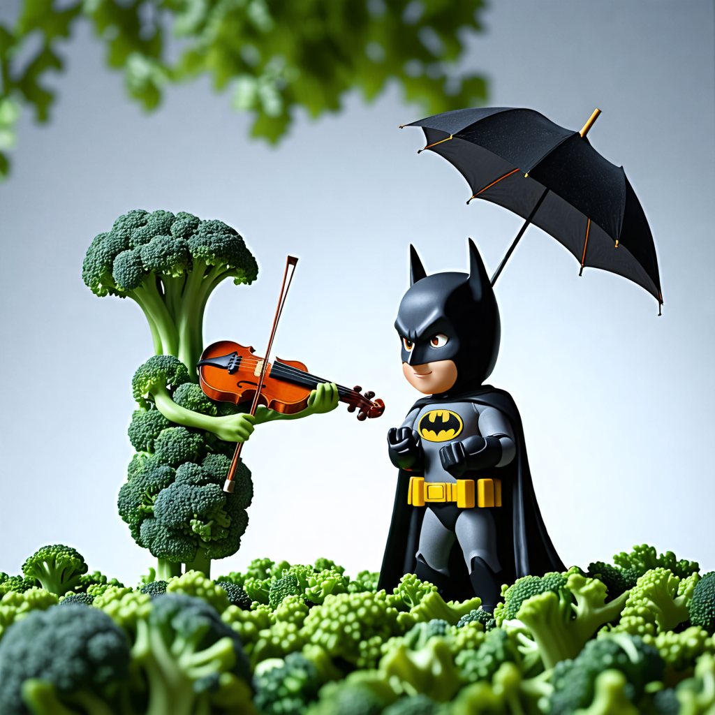 broccoli, violin, batman, cub, umbrella