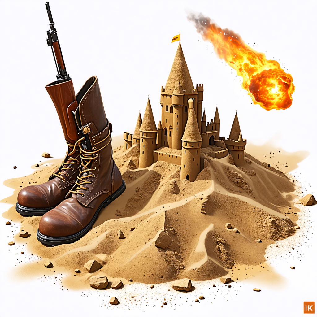 brown, sandcastle, boot, meteor, gun