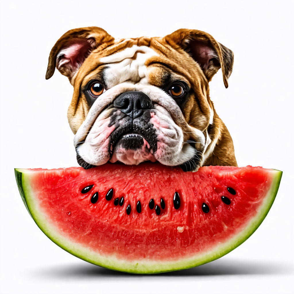 bulldog, watermelon