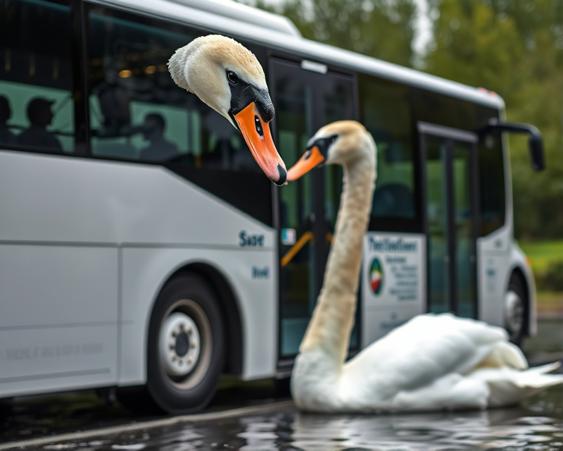 bus, swan