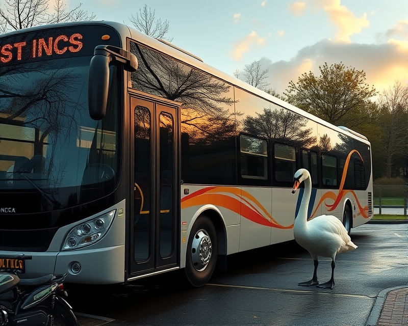 bus, swan