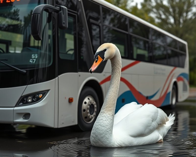 bus, swan