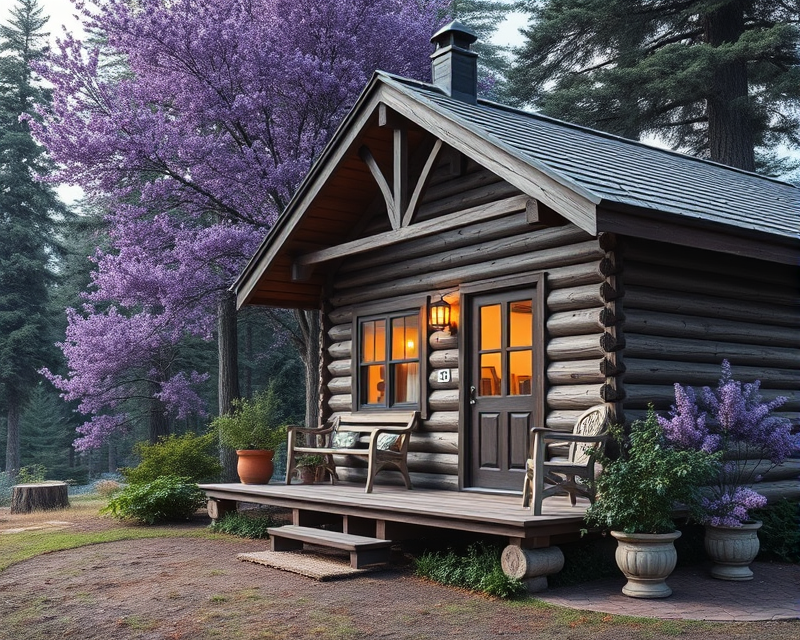 cabin, purple