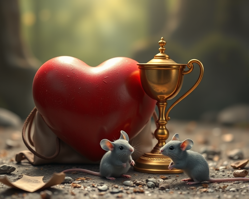 camera, heart, bag, trophy, mouse