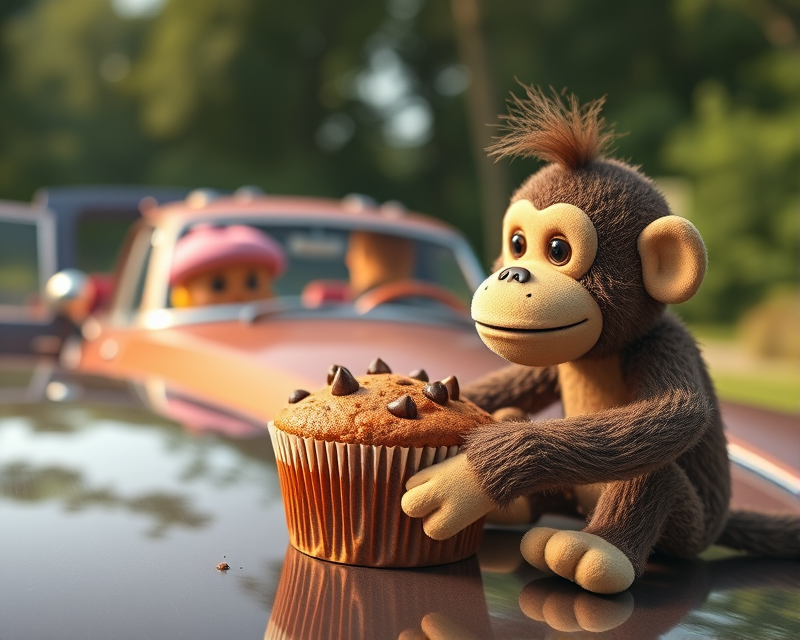 car, muffin, monkey, puppet