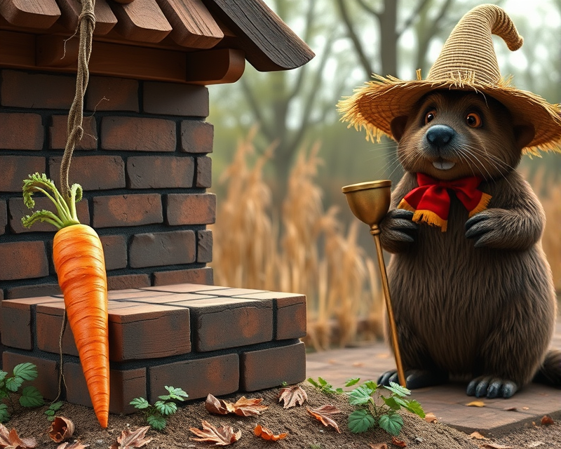 carrot, brick, trophy, beaver, scarecrow