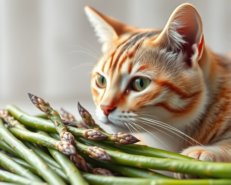 cat, asparagus