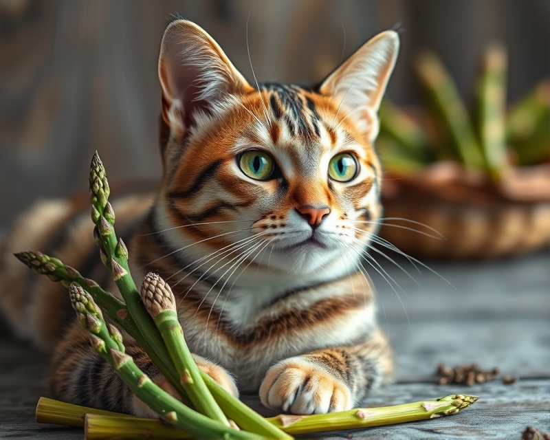 cat, asparagus