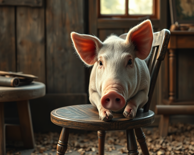 chair, pig