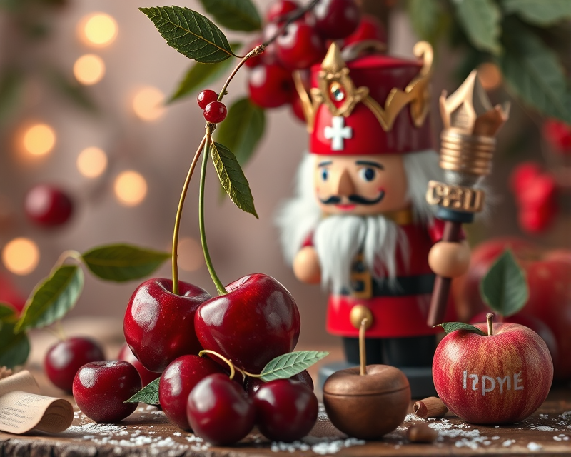 cherry, apple, nutcracker