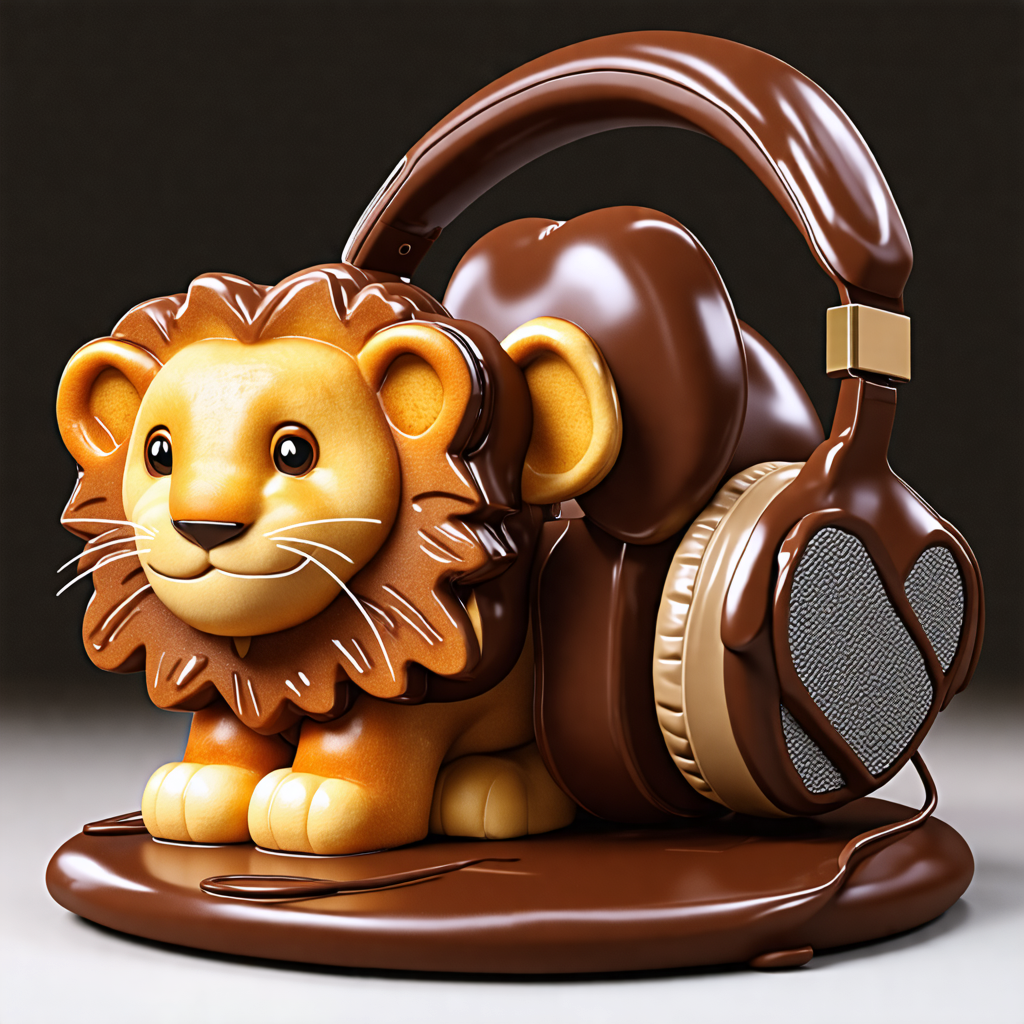 chocolate, toast, elephant, lion, headphones