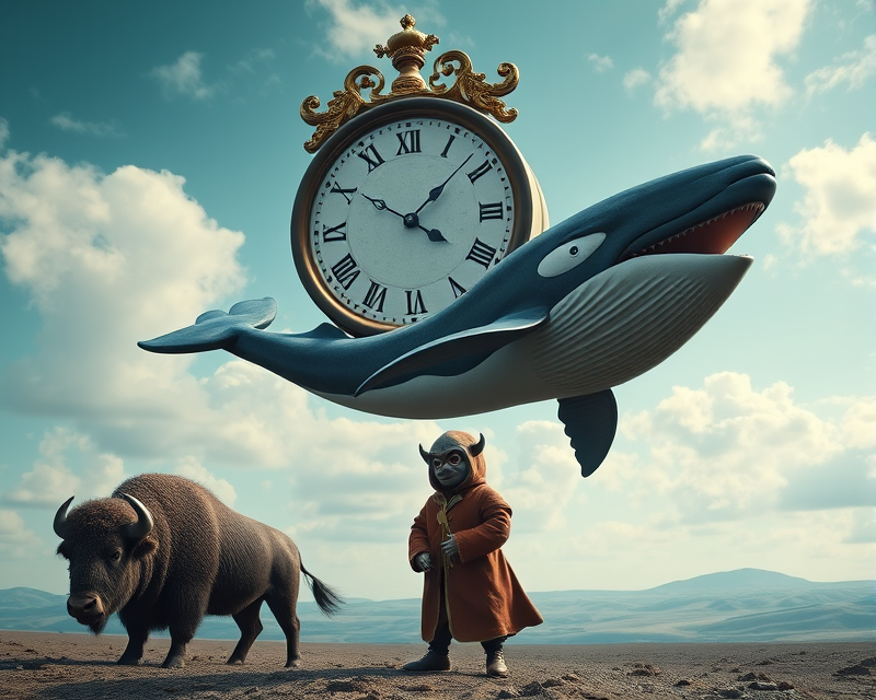 clock, ball, bison, costume, whale