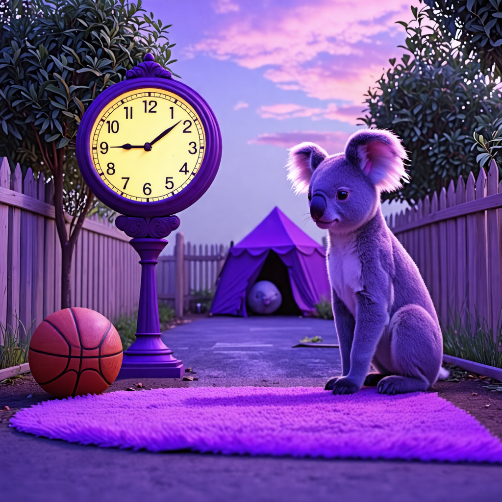 clock, pony, spider, carpet, tent, fence, basketball, koala, purple, road