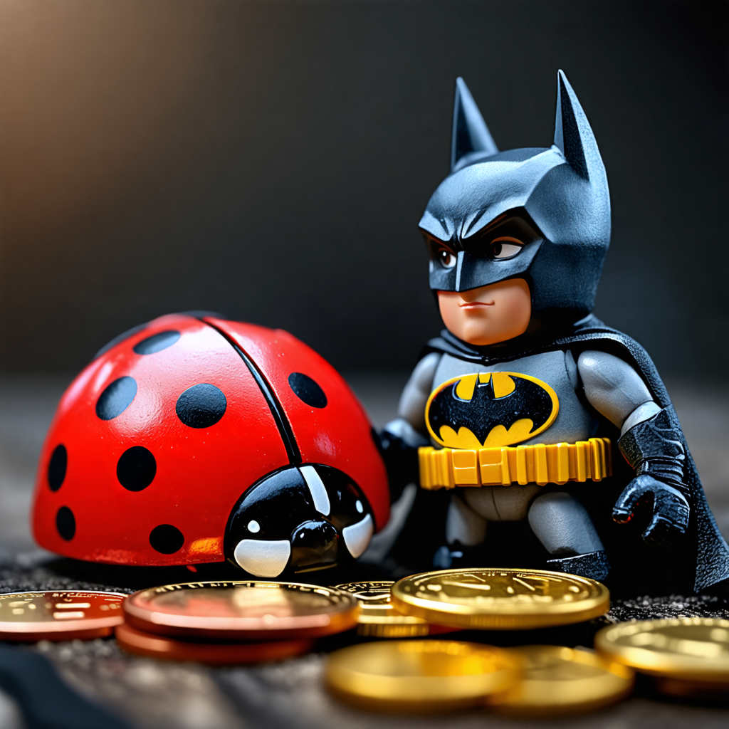 coin, batman, ladybug