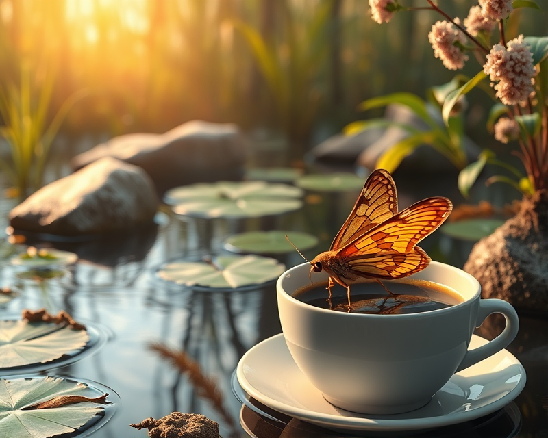 cub, coffee, pond, moth