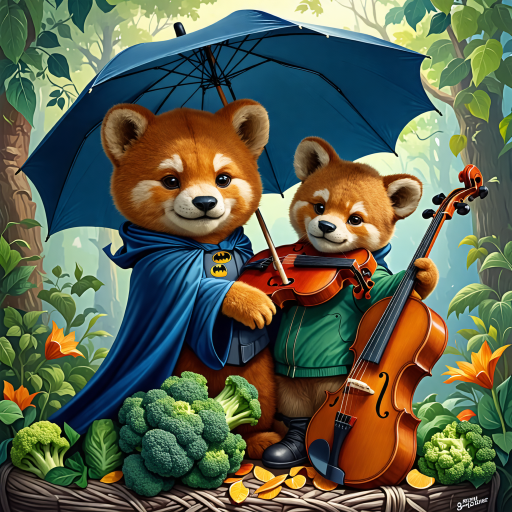 cub, umbrella, broccoli, violin, batman