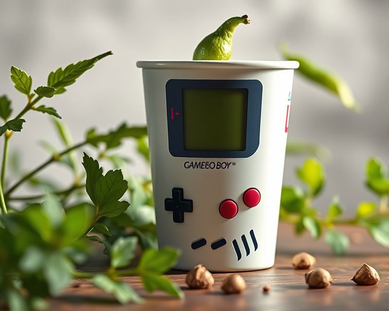 cup, pickle, gameboy