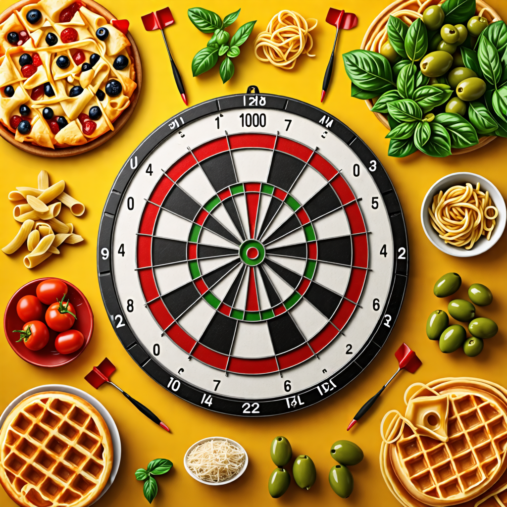 dartboard, olive, pasta, waffle, pool