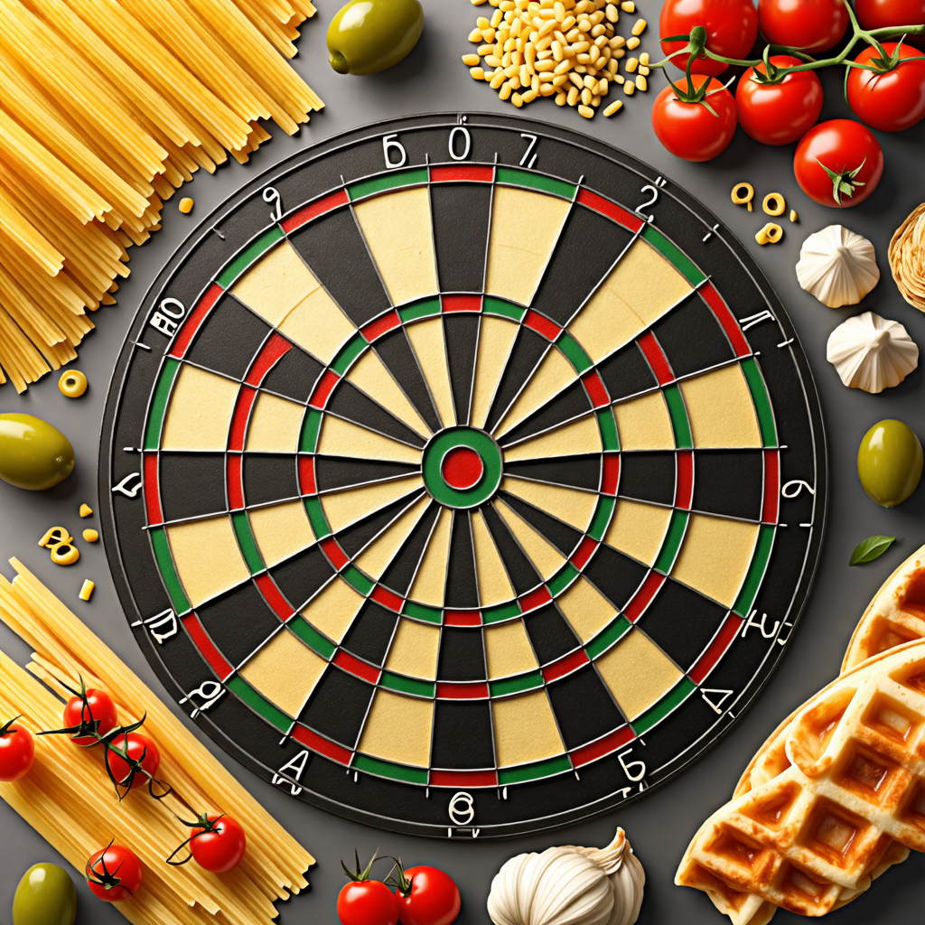 dartboard, pasta, olive, waffle, pool