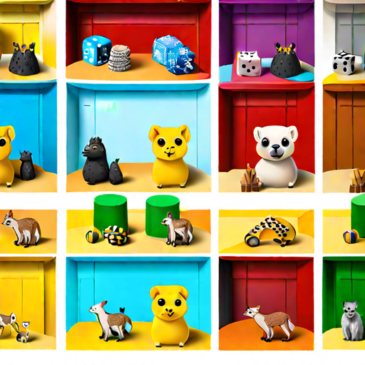 dice, llama, buffalo, bowtie, snowflake, lemur, sandcastle, squirrel, corn, taxi