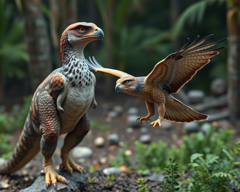 dinosaur, falcon