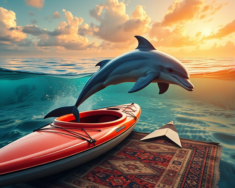 dolphin, kayak, carpet