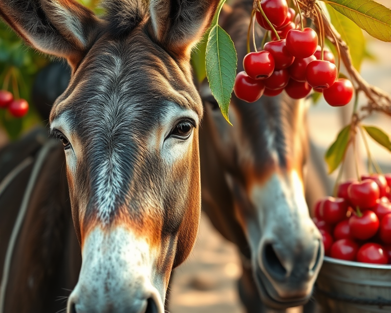 donkey, cherry