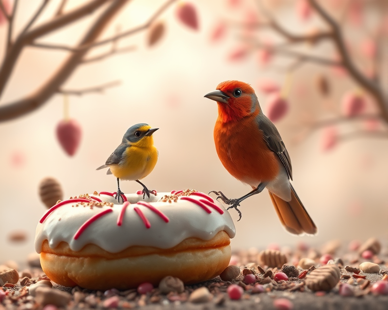 donut, ball, bird