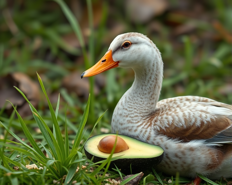 duck, avocado, rice, grass