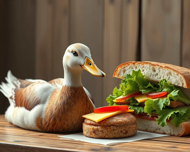 duck, sandwich, piano